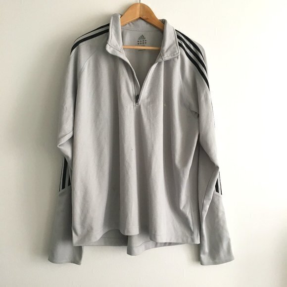 adidas 3 Stripe Workout‎ Athletic Fitness Running Tee Shirt Top Half Zip … - Picture 1 of 5